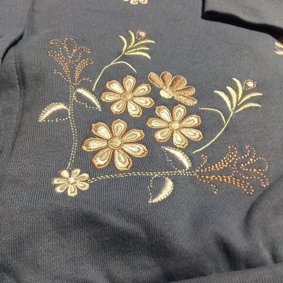 Baxter and Well Cotton Button-Up Cardigan Blue Size 1XL Embroidered Flowers NWT - Picture 6 of 7